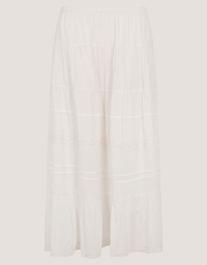 Maria Tiered Maxi Skirt, White (WHITE), large