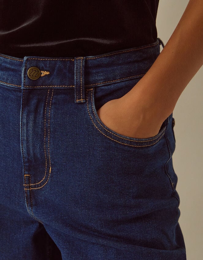 Asha High Waisted Barrel Jeans, Blue (DARK BLUE), large