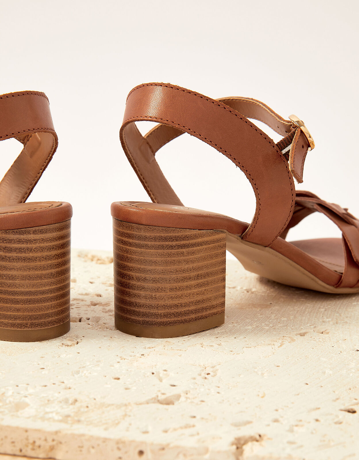 Tan leather block heels store
