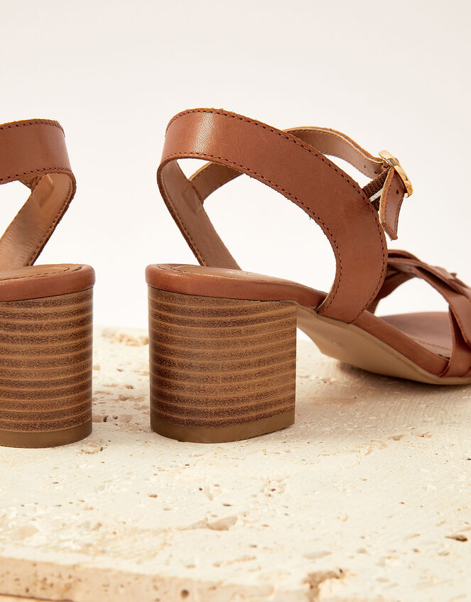 Woven Leather Block Heels, Tan (TAN), large