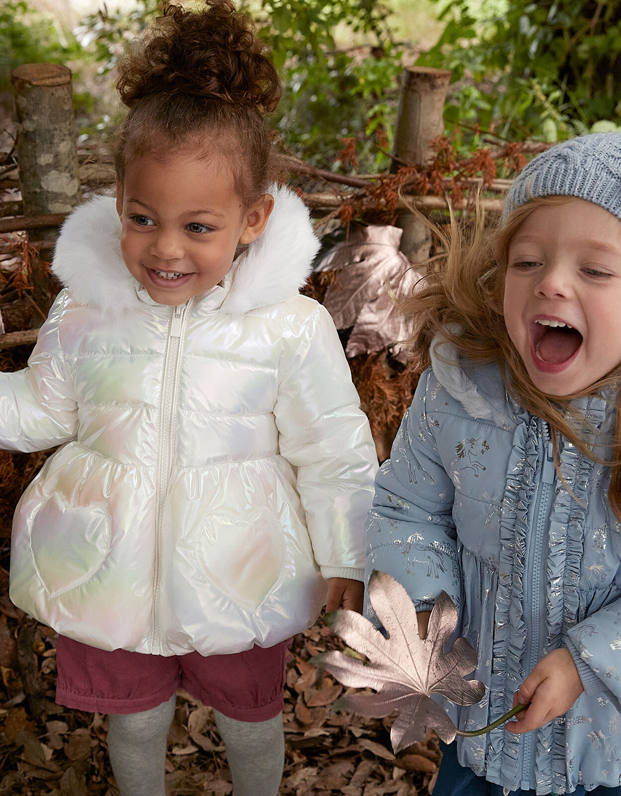 Baby Heart Pocket Holographic Coat Ivory