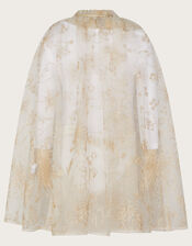 Land of Wonder Embroidered Long Cape, Gold (GOLD), large