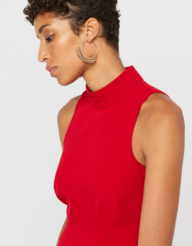 Jade High Neck High-Low Dress, Red (RED), large