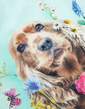 Dog Photo Floral T-Shirt, Blue (AQUA), large