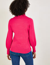 Scallop Polo Neck Jumper with LENZING™ ECOVERO™ , Pink (PINK), large