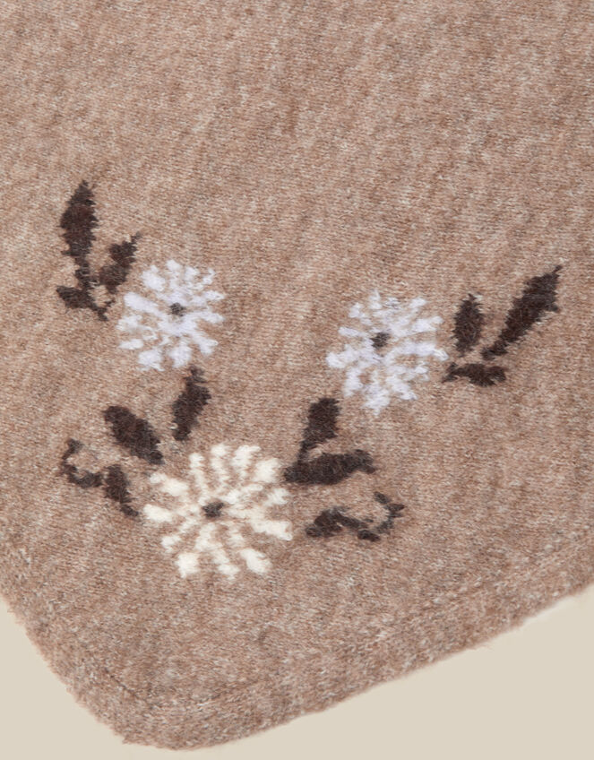 Flic Floral Embroidered Knitted Triangle Scarf, , large
