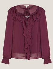 Suki Ruffle Blouse, Red (BURGUNDY), large