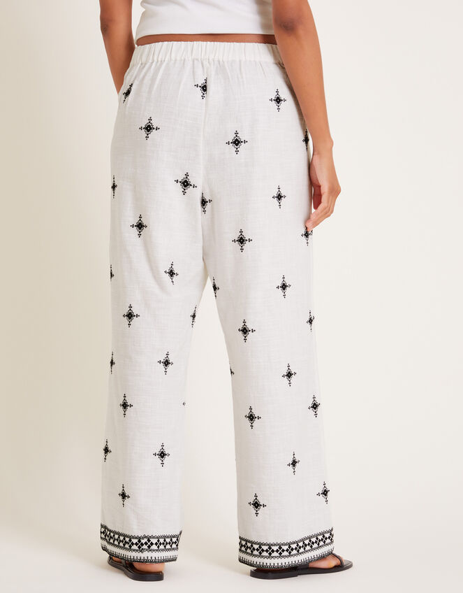 Eleanor Embroidered Trousers, Ivory (IVORY), large