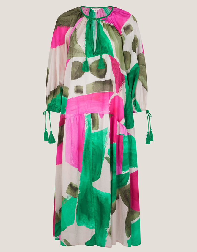 Miley Colour Block Midi Dress, Green (GREEN), large