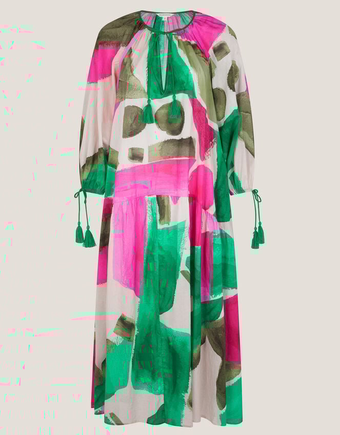 Miley Colour Block Midi Dress, Green (GREEN), large