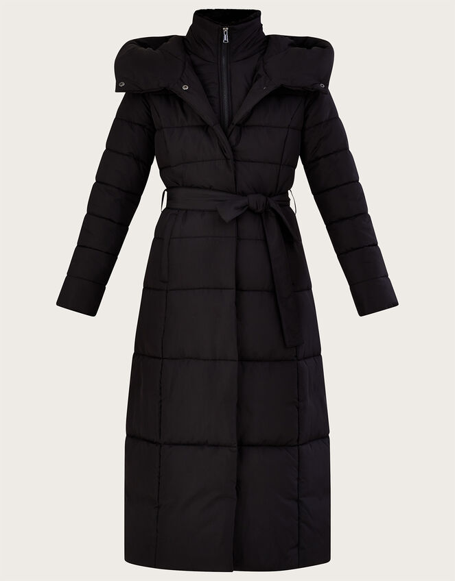 Flossy Funnel Hooded Padded Maxi Coat, Black (BLACK), large