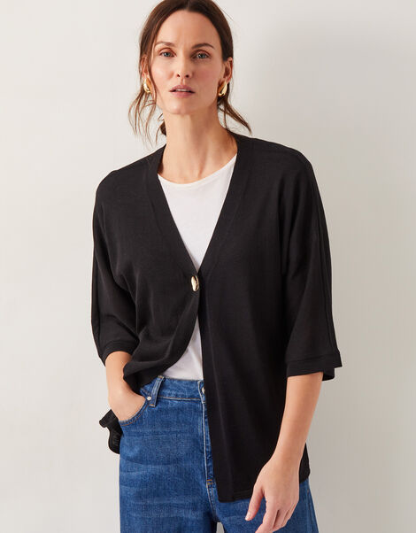 Beth Single Button Cardigan, Black (BLACK), large