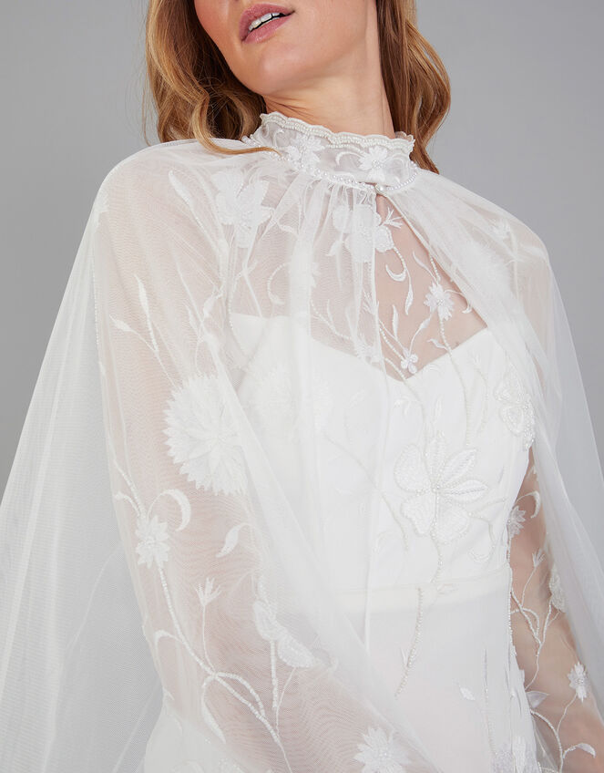 Pearl Trim Bridal Cape, , large