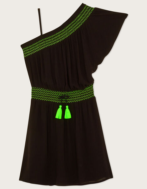 One-Shoulder Dress, Black (BLACK), large