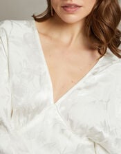 Clara Cape Satin Wedding Dress, Ivory (IVORY), large