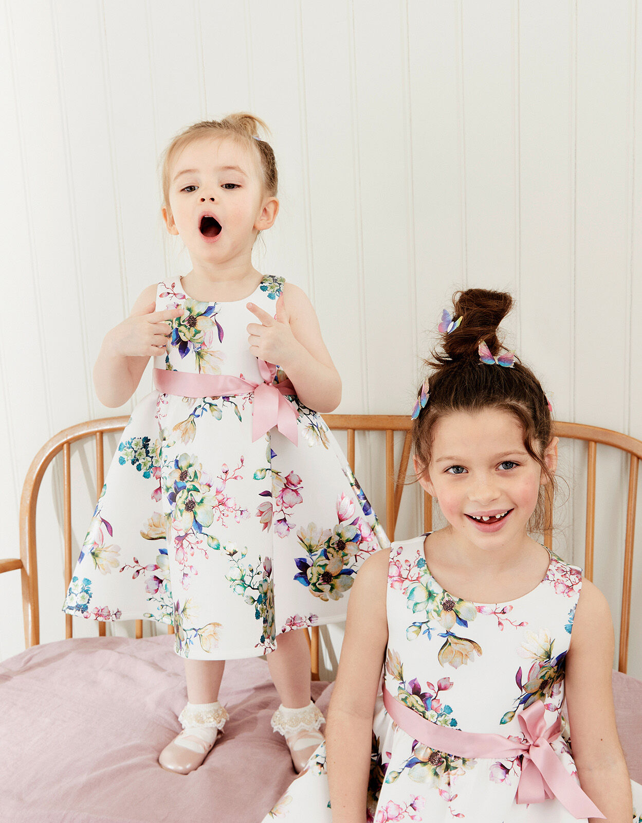 Baby Foil Floral Scuba Dress Ivory