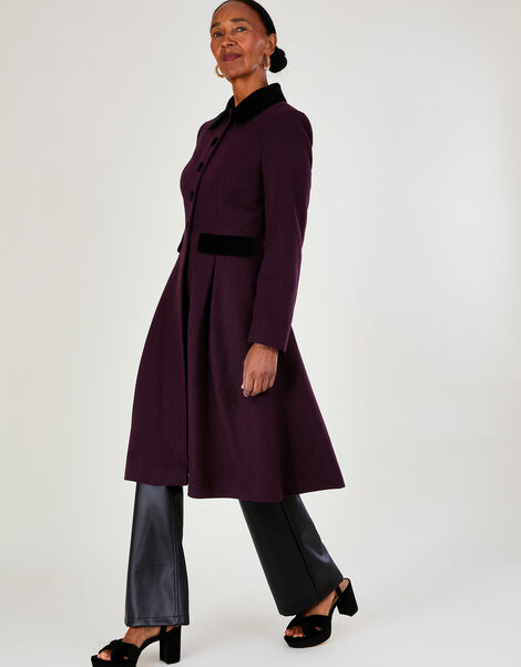 Opal Wool Opera Coat with Recycled Polyester Purple, Purple (PURPLE), large