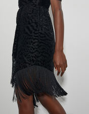 Dana Devore Leopard Print Wrap Dress, Black (BLACK), large