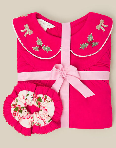 Christmas Letter Long Pyjamas & Hair Scrunchie Set, Red (RED), large