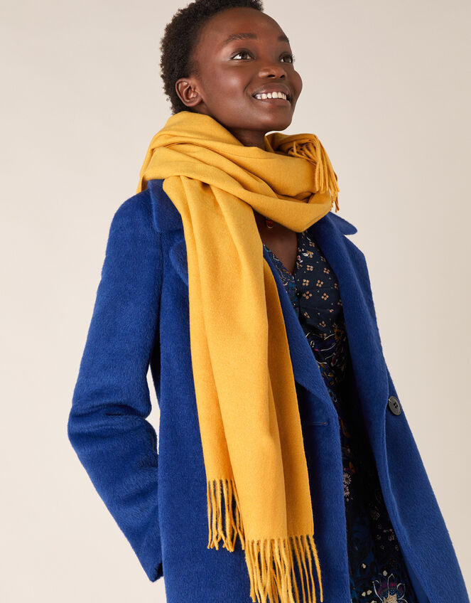 Super Soft Plain Knit Scarf, Yellow (OCHRE), large