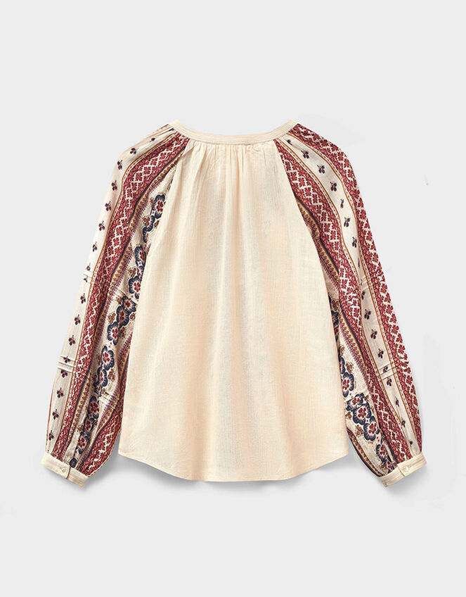 East Gabriette Geometric Print Embroidered Top, Ivory (IVORY), large