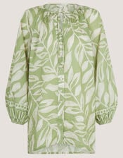 Lillie Leaf Print Blouse, Green (GREEN), large