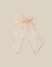 Lacey Scallop Bow Hair Clip, , large