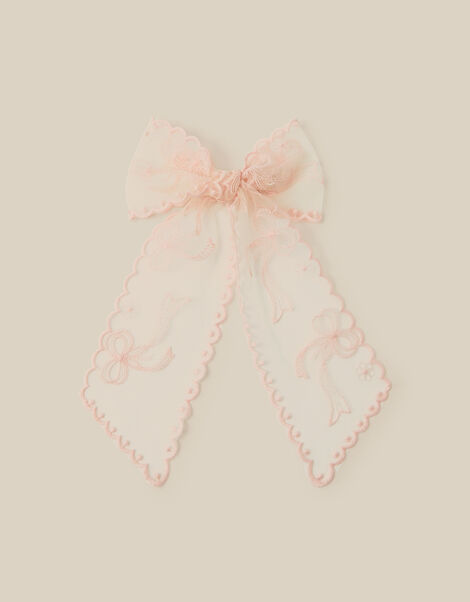 Lacey Scallop Bow Hair Clip, , large