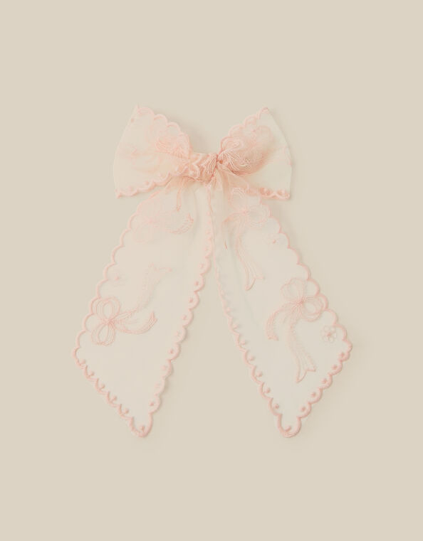 Lacey Scallop Bow Hair Clip, , large
