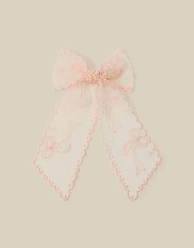 Lacey Scallop Bow Hair Clip, , large