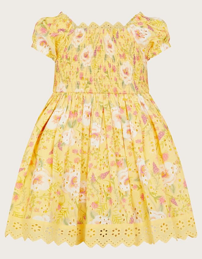 Baby Broderie Dress, Yellow (YELLOW), large