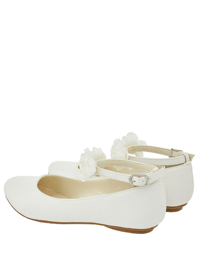 Amy Floral Strap Ballerina Shoes, Ivory (IVORY), large