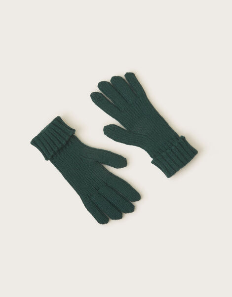 Plain Knit Gloves, Teal (TEAL), large