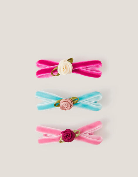 3-Pack Rose Bow Hair Clips, , large
