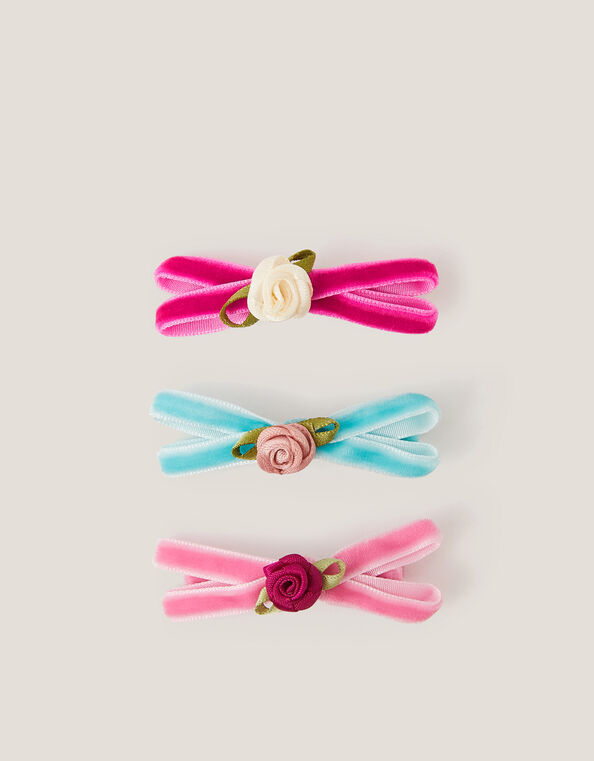 3-Pack Rose Bow Hair Clips, , large