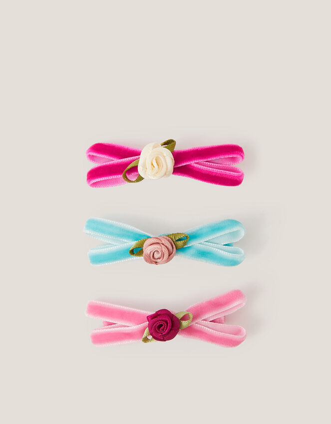 3-Pack Rose Bow Hair Clips, , large