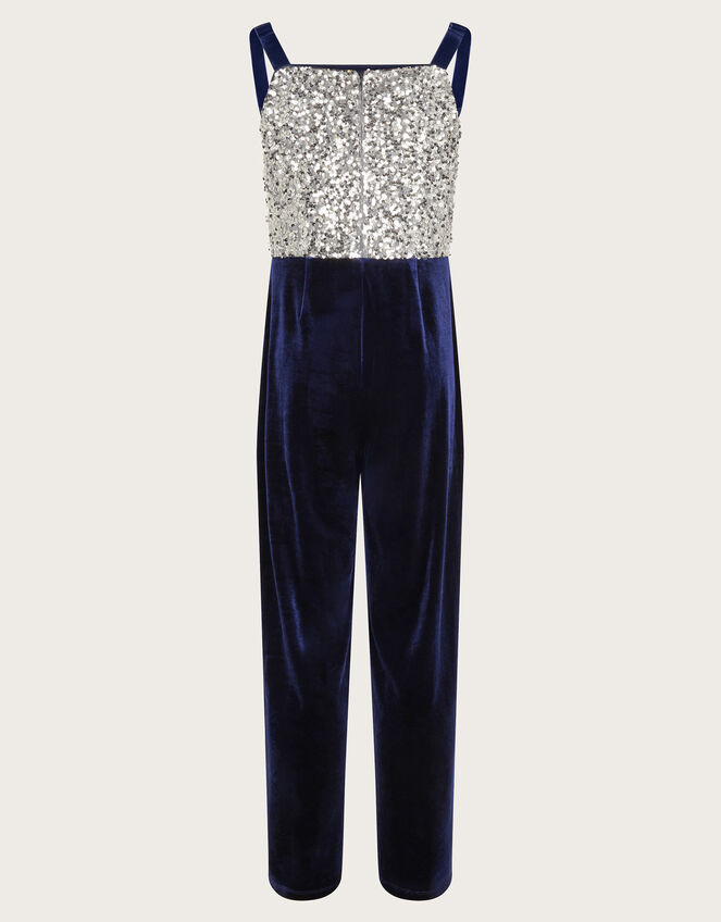 Savannah Sequin Velvet Jumpsuit, Blue (NAVY), large