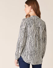Spot Print Blouse in Sustainable Viscose, Ivory (IVORY), large