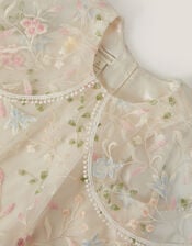 Floral Embroidered Cape Party Dress, Multi (MULTI), large