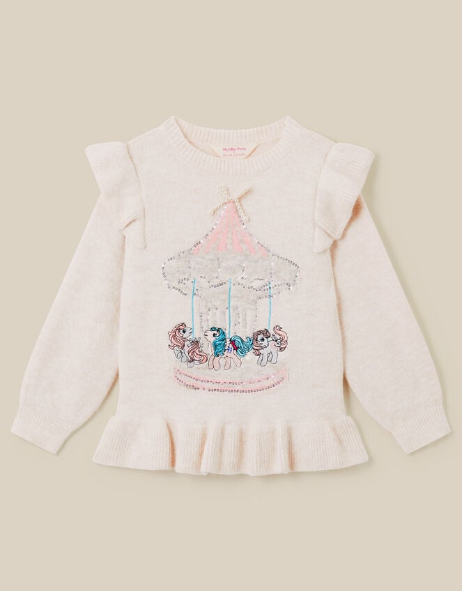 Monsoon x My Little Pony Sequin Carousel Ruffle Jumper, Ivory (IVORY), large