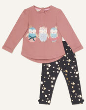 Baby Owl Sweatshirt and Leggings, Purple (PURPLE), large