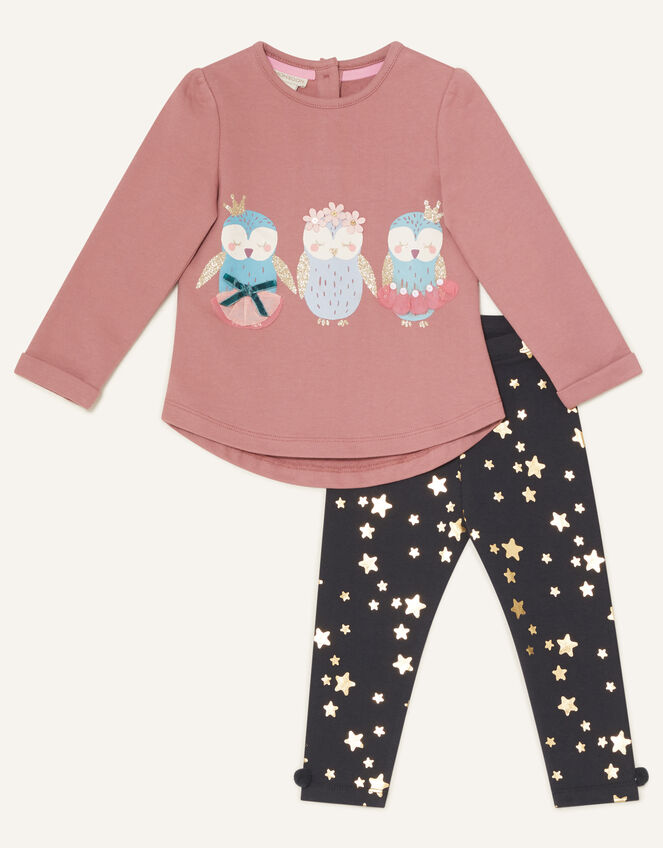 Baby Owl Sweatshirt and Leggings, Purple (PURPLE), large