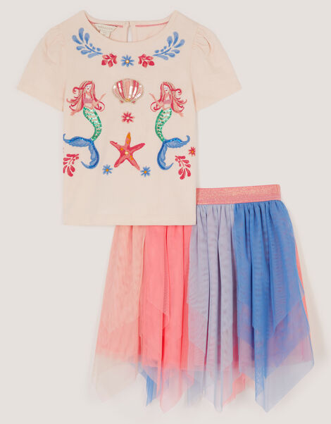 Mermaid T-Shirt & Mesh Disco Skirt Set, Multi (MULTI), large
