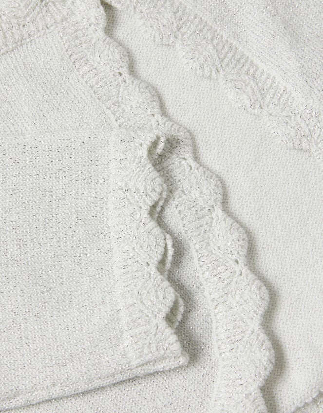 Maeve Sparkle Scallop Cardigan, Silver (SILVER), large