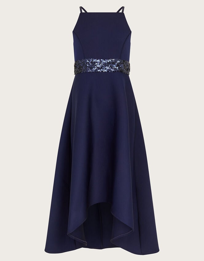 Sequin Scuba Prom Dress, Blue (NAVY), large
