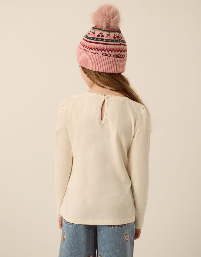 Organza Bow Long Sleeve Top, Cream (CREAM), large