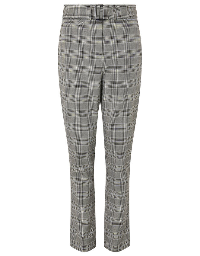 Ettie Check Wide Leg Trousers, Grey (GREY), large