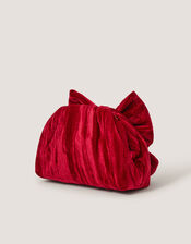 Taya Velvet Bow Clutch Bag, , large