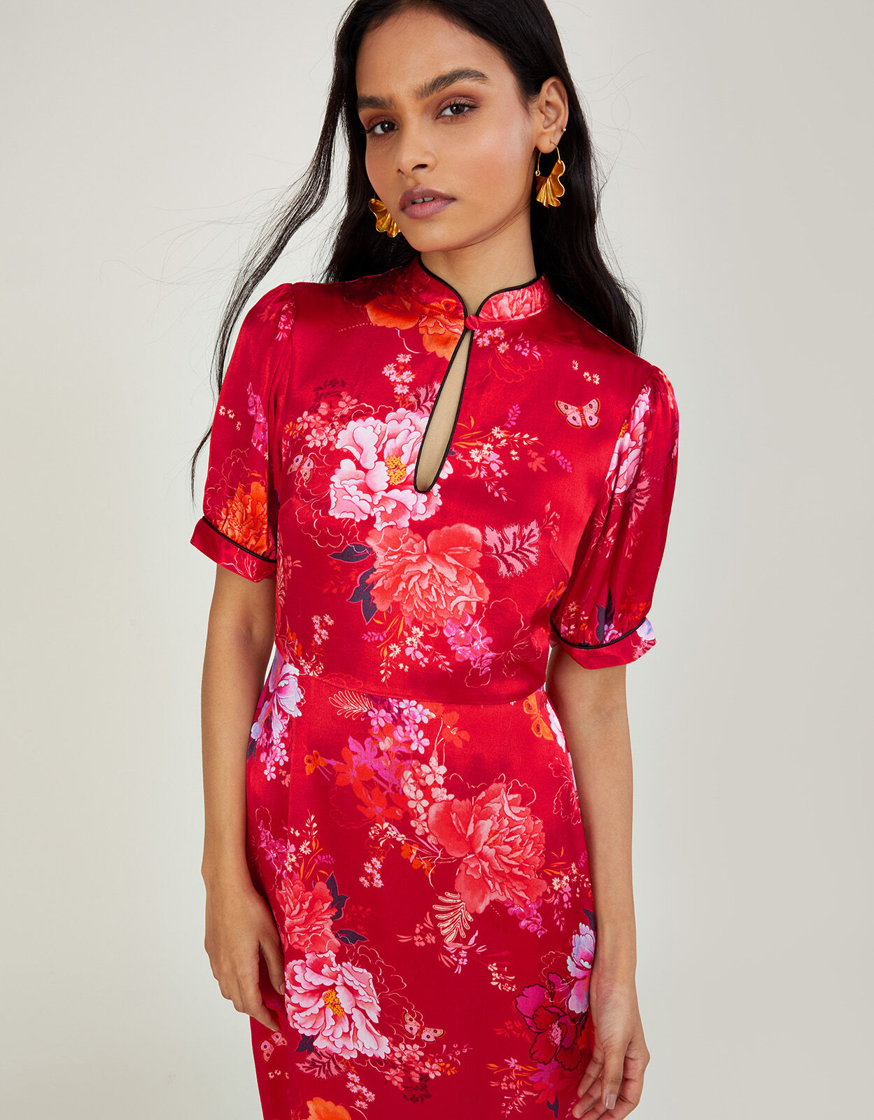 Red oriental mini dress sale