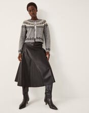 Fina Fair Isle Cardigan, Grey (GREY), large